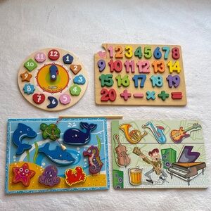 Wooden Educational Number & Puzzle Playset - Multicolor